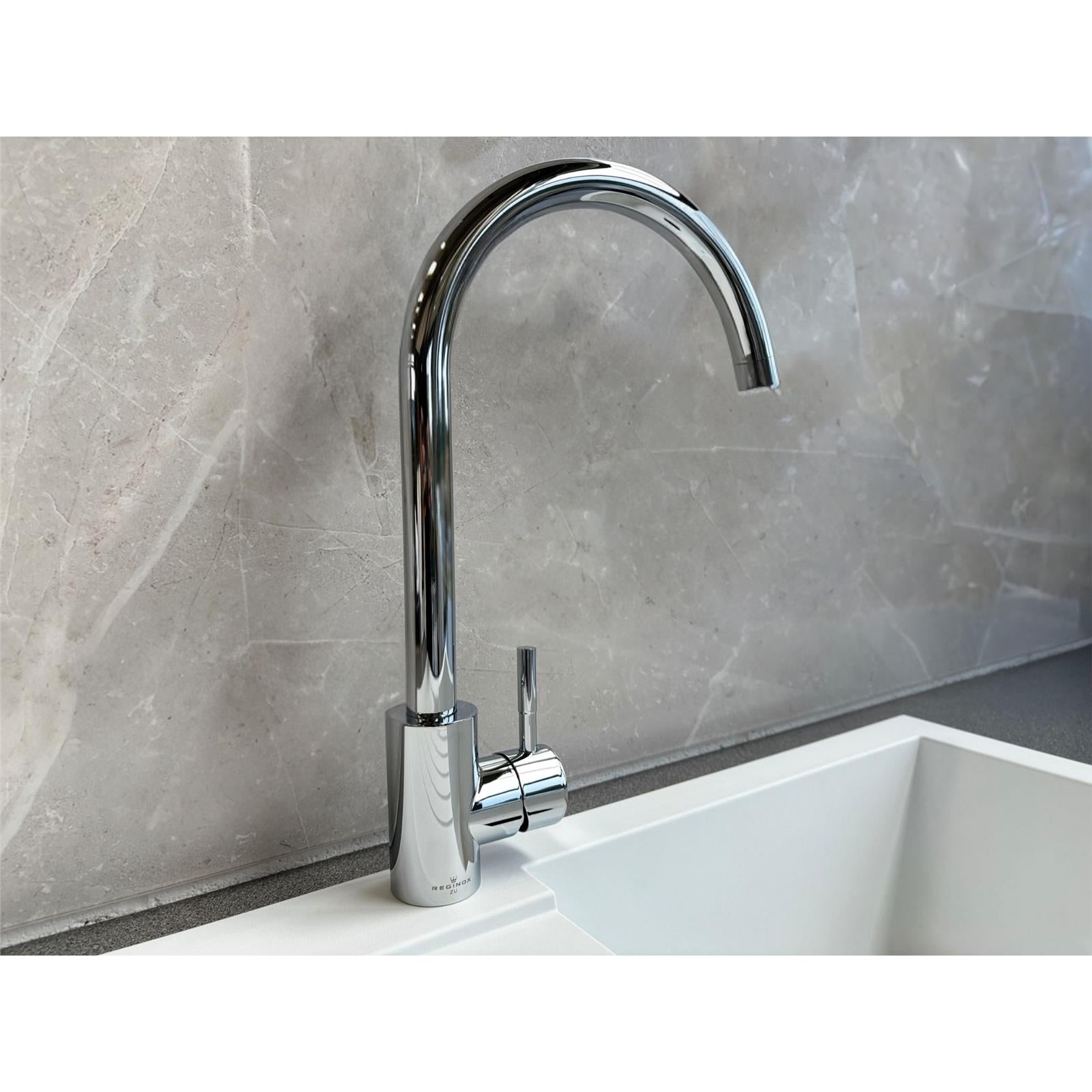 Reginox Taravo CH Single Lever Swan Neck Chrome Kitchen Mixer Tap